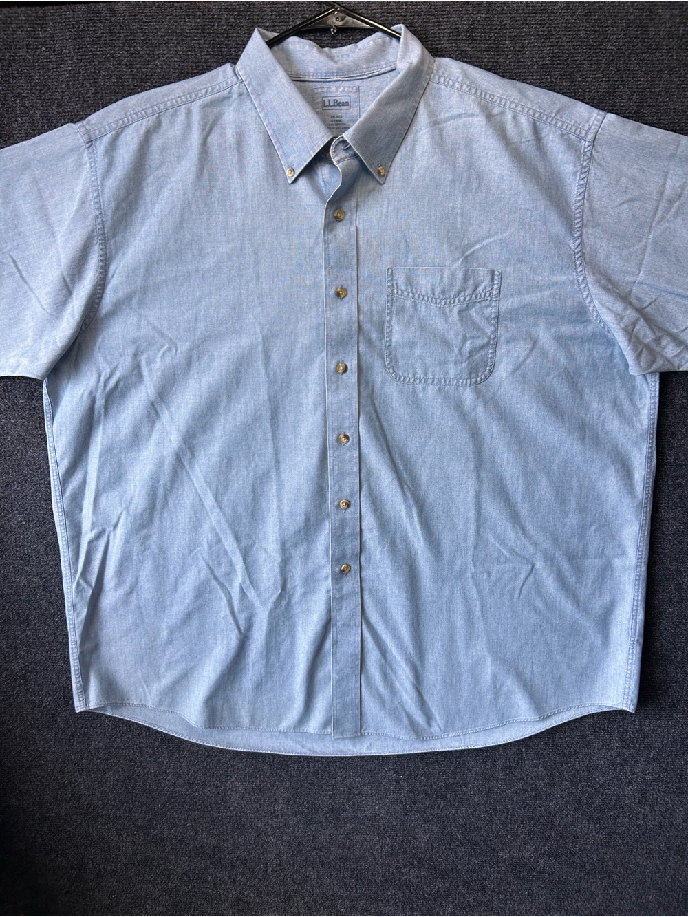 L.L. Bean Light Blue Short Sleeve Button-Down Shirt with Chest Pocket